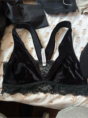 Auden Black Velvet Lace Bralette